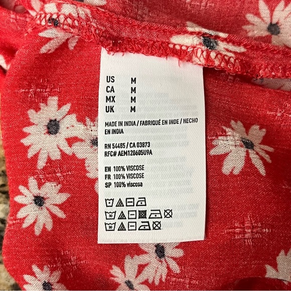 American Eagle Red Daisy Crop Top Boho Beach Peasent Y2k Retro Preppy Casual M - Picture 9 of 11
